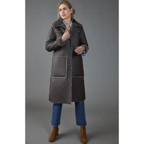 NEW Anthropologie Kerry Reversible Faux Fur Jacket Utility Coat X-Small & Small - Picture 1 of 4